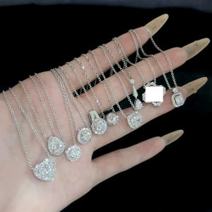 Collier en forme de trombone, nouveau design, bijoux en argent plaqué rhodium, chaîne tennis, moissanite, cristal imperméable - Product Image 1