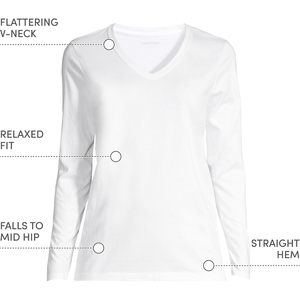 Camiseta de Manga Larga con Cuello en V para Mujer FOXA, 100% Algodón, Transpirable, Tejido de Punto, Manga Regular - Product Image 5