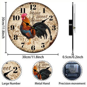 Reloj de Pared Creativo con Diseño de <span class=keywords><strong>Gallo</strong></span>, Reloj de Madera con Diseño de Animales, Decoración Moderna para el Hogar, Reloj de Arte para Pared - Product Image 5