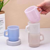Mug en verre avec logo personnalisé, écologique, durable, résistant à la chaleur, tasse à café avec design en porcelaine de jade, empilable, personnalisation