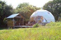 Dôme Géodésique de Glamping Luxe 6m Mobile d'Extérieur pour Camping, Maison Préfabriquée en Bois, Igloo avec Salle de Bain et Isolation