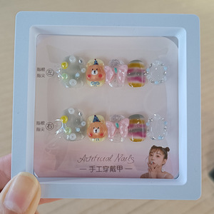 Autocollants pour <span class=keywords><strong>ongles</strong></span> en forme de petit ours mignon pour filles de 10 à 18 ans, <span class=keywords><strong>ongles</strong></span> <span class=keywords><strong>courts</strong></span> ultra-fins sans couture, 10 pièces - Product Image 3