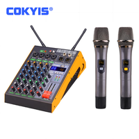 Console de mixage portable 16DSP 4 canaux avec microphone sans fil, USB, Bluetooth, alimentation, pour studio, DJ, enregistrement, monitoring audio et carte son