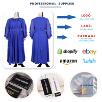 ADR051264 Robes de soirée tendance grande taille pour femmes, décontractées, avec col perlé, manches lanternes, volants en mousseline, élégantes