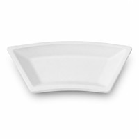 Assiette en mélamine en forme d'éventail, plat blanc incurvé en forme de secteur, plateau de service combiné pour restaurant et banquet, idéal pour la restauration hôtelière