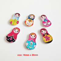Yiwu Wintop rétro Style japonais Kimono femme ventilateur Matryoshka poupée conception Flatback deux trous en bois enfants nouveauté boutons
