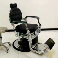 Haute Qualité Kisen Barbershop Meubles Noir Or Antique Style Coiffeur Chaise Réglable Inclinable Costom Barber Chaise
