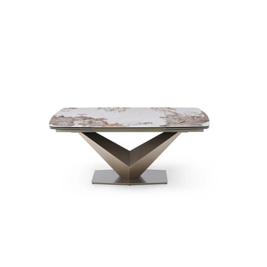 Tavolo da Pranzo di Manifattura dal Design Moderno, Mobile di Lusso per Sala da Pranzo in Acciaio Inox e Marmo, Personalizzato, Lungo 260CM, Estensibile e Fatto a Mano - Product Image 5