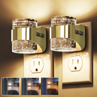 Veilleuse décorative en acrylique dorée LOHAS, veilleuse 3CCT 3000K/4000K/5000K, capteur automatique, prise murale, veilleuse LED pour chambre à coucher