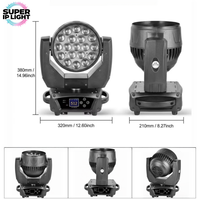Projecteur Wash à Tête Mobile Zoom RGBW 19x15W, IP20, Durée de Vie 50000H, Gradation Linéaire, Stroboscope 1~25Hz