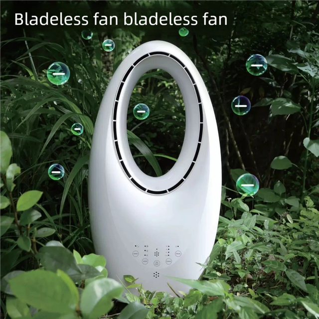 Bladeless Electric Plastic Desktop Fan with Stand-USB Powered App-Controlled with Light Outdoor & Car Use Portable Office Study