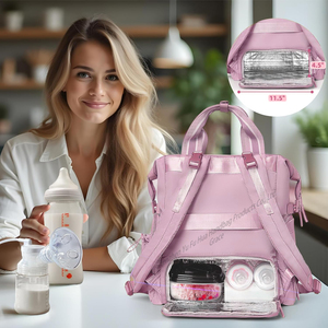 <span class=keywords><strong>Sac</strong></span> à dos pour couches et tire-lait pour mamans actives avec 11 poches, compartiment <span class=keywords><strong>isotherme</strong></span> et compartiment matelassé pour couches de bébé - Product Image 4
