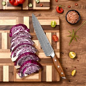 سكين طاه بمقبض نبيل مخصص من الخشب الخام vg10 مطبخ داماكوس مع مسمار ذهبي - Product Image 3