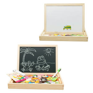 榆次男孩女孩木制儿童益智玩具画架双面干擦板拼图游戏2in1绘图板 - Product Image 6