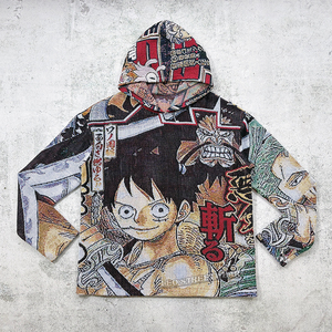 Anime Woven Tapestry <strong>Hoodie</strong> Blanket Tapestry Anime Cartoon Rugs Men's Heavyweight Cotton Trendy Unlined Hoodies - Product Image 3