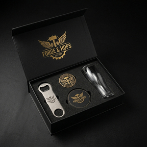 Ensemble de barware de luxe de style industriel OEM, décapsuleur en métal gravé au laser avec logo personnalisé, coffret cadeau bière pour entreprises - Product Image 2
