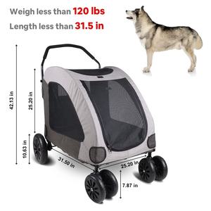 4 पहियों लक्जरी फोल्डिंग बड़ी पालतू ट्रॉली कुत्ते वाहक कुत्ते वाहक को 120 एलबीएस फोल्डेबल यात्रा करना - Product Image 5