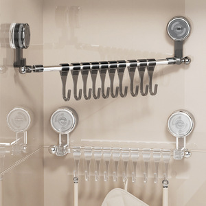 Suction Cup Hook Rack With 10 Hooks Milky White Rotating Style Removable For Kitchen Bathroom Wall Storage Organizer - Product Image 1