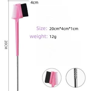 Peigne à queue de rat double face en acier inoxydable OEM pour sourcils, brosse de contrôle des bords 3-en-1 personnalisée - Product Image 4
