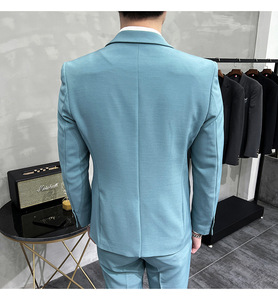 Completo <span class=keywords><strong>Uomo</strong></span> <span class=keywords><strong>Blazer</strong></span>+Pantaloni, Elegante Abito <span class=keywords><strong>Bianco</strong></span> Doppiopetto per Matrimonio, Vestito Slim Fit con Zip e Colletto alla Coreana - Product Image 4