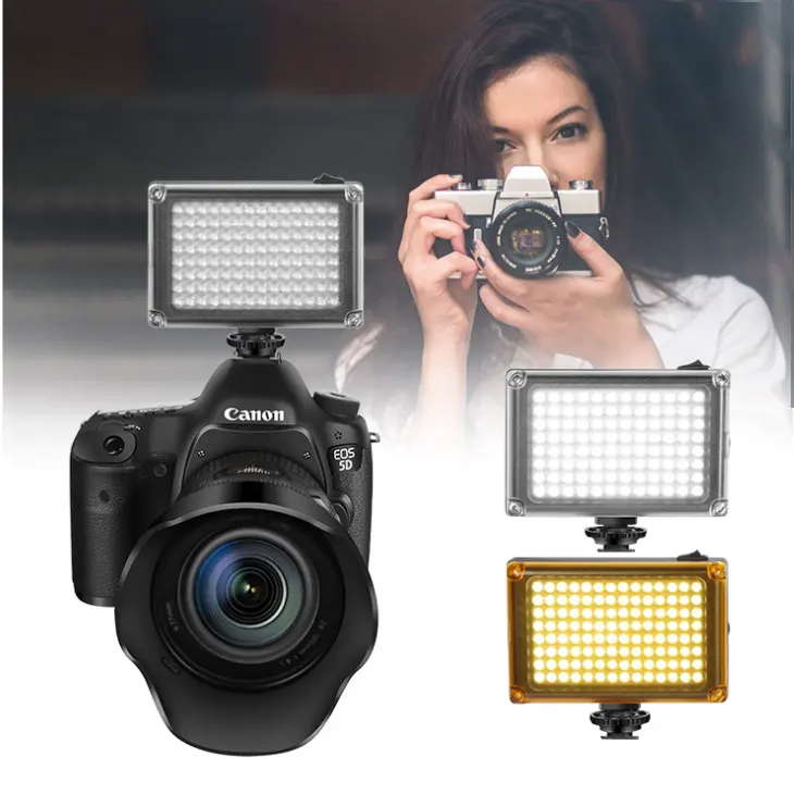 Lampu Kamera Pembaruan Dapat Diredupkan, Lampu Cahaya Pengisi Foto Video LED 112 untuk Studio Makeup/TikTok Vlog/Ins