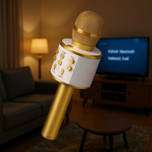 Micrófono de Karaoke 5CORE, Altavoz Portátil Bluetooth Dorado con Micrófono y Grabador para Uso Doméstico - Product Image 2