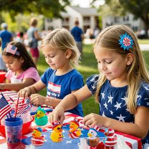 Patriotic Rubber 2.6" Red White Blue 4Th of July Bulk Ducks 8 Designs Independence Day Duck With Flag Prints <b>Bath</b> Toy - Product Image 4