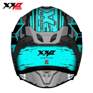 Casques de moto intégraux NEUFS avec grand spoiler, visière transparente, toutes saisons, boucle à dégagement rapide, taille XXL, XXP BLADE-X CYAN DOT ABS - Product Image 4