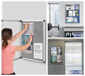 Tableau d'affichage en liège personnalisé Combinaison de tissus Présentation Transparent Vitrine Verrouillable Conception pour l'affichage des messages - Product Image 4