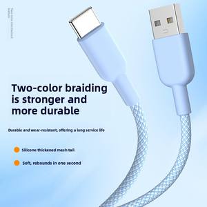 Câble de données tressé Type-C, câble de charge rapide <span class=keywords><strong>Macaron</strong></span> compatible avec Huawei, Honor et Xiaomi. - Product Image 4