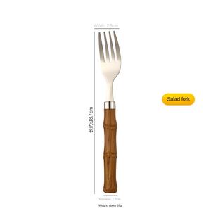 HPB0326 Ensemble de couverts créatifs avec manche imitation bambou, comprenant cuillère à dessert, couteau à steak et fourchette à salade - Product Image 6