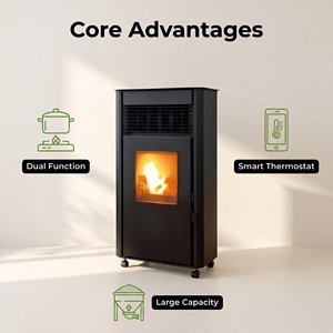 Poêle à granulés de biomasse pour l'UE, double usage chauffage et cuisson, foyer à granulés et <span class=keywords><strong>bois</strong></span> pour cuisiner et chauffer - Product Image 4