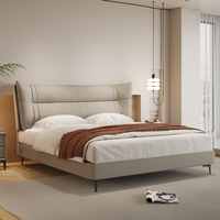 Nueva cama doble simple moderna de lujo ligera Cama doble simple moderna de estilo suave