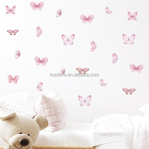 Pegatinas de <span class=keywords><strong>pared</strong></span> voladoras de mariposa Rosa acuarela, decoración de sala de estar <span class=keywords><strong>para</strong></span> habitación de niños, papel tapiz, pegatinas autoadhesivas DIY - Product Image 6