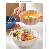 Nouveau grand bol binaural en céramique anti-brûlure de style nordique bol ramen