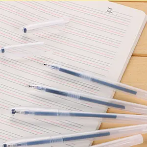 Pas cher promotionnel étudiant écriture lisse transparente gel stylo pour fournitures scolaires