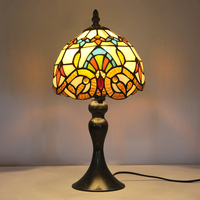 Lampe de table en verre teinté LongHuiJing 8 pouces, base en fer forgé, douille E26 E27, abat-jour en verre transparent à motif baroque en forme de grappe, vente chaude