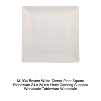Assiette plate carrée Boston blanche 24 × 24 cm en grès M1934