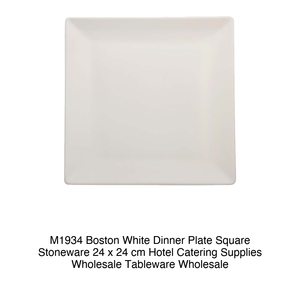 Assiette plate carrée Boston blanche 24 × 24 cm en grès M1934 - Product Image 2