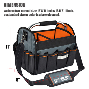 Durable Waterproof Open Top <b>Tool</b> <b>Bag</b> Foldable 29-Pocket High-Capacity <b>Tote</b> Stainless Steel Handle Padded Shoulder Strap Easy - Product Image 4