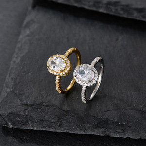 S925 Sterling Silver Oval Double Halo Moissanite <b>Ring</b> Luxury Engagement Proposal Popular Versatile Ladies <b>Finger</b> <b>Ring</b> - Product Image 3