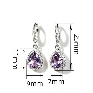 Pendientes de Lágrima Morados Vintage para Mujer, Joyería Elegante y Minimalista para Uso Diario - Product Image 4