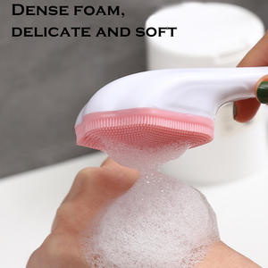 Silicone Recyclable Manual <strong>Scrub</strong> Brush Long Handle Soft Hair Facial Wash Massage Gemstone <strong>Watch</strong> Care Body Cleaning - Product Image 1