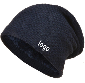 Nouveau unisexe lettre Beanie chapeau loisirs ajouter fourrure doublé chapeaux d'hiver pour hommes femmes garder au chaud tricot chapeau mode solide Ski <span class=keywords><strong>Bonnet</strong></span> casquette - Product Image 4