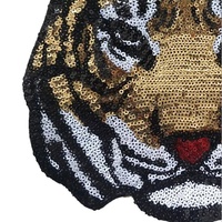 Offre Spéciale – Écussons Brodés 3D en PU Appliqué avec Paillettes, Motif Tigre, Thermocollants, 24*21cm, Taille Personnalisable