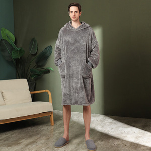 Couple Home Wear Microfiber Velveteen <strong>Hoodie</strong> Sweatshirt Oversized Warm Comfortable Cozy <strong>Snuggle</strong> Blanket With Sleeve - Product Image 6