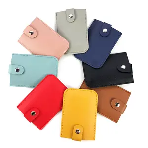 Custom Logo Business Gifts Mini Wallet PU Leather Laminated Telescopic Large Multi Position Credit Card Bag Case Holder