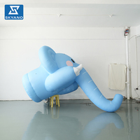 Modèle de toit gonflable personnalisé en forme d'éléphant bleu pour la publicité et la décoration d'événements extérieurs
