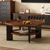 Table basse ronde moderne en bois noir, design unique, prix de gros, mobilier de salon durable, table d'appoint à structure solide