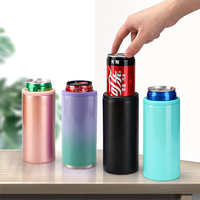 Vente chaude Vin Bière Tasse Mince Droite 350ml Bière Peut Refroidisseur 12oz Gobelets Violet Bouteille D'eau En Acier Inoxydable Logo Tasse Personnalisée